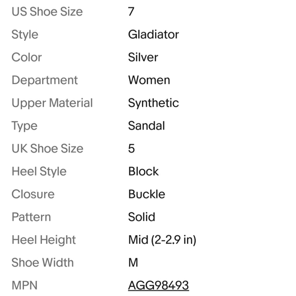 Nasty Gal Women's Fit of Cage Silver PU Gladiator Sandal Never worn size 7 - Picture 5 of 6